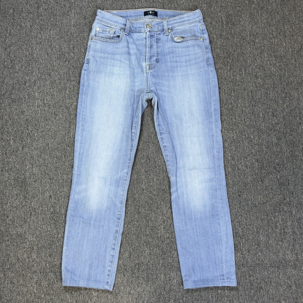 7 For All Mankind Josephina Size 26 (28X25) Button Fly‎ Light Wash Mid Rise